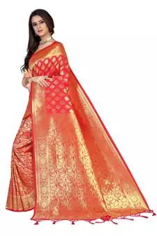 Multicolor Embroidered Art Silk Saree With Blouse