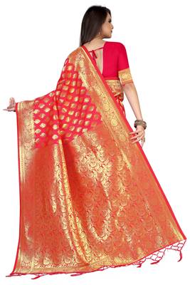 Multicolor Embroidered Art Silk Saree With Blouse 3