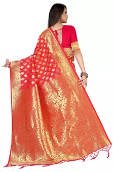 Multicolor Embroidered Art Silk Saree With Blouse
