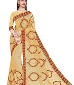 Multicolor Embroidered Net Saree With Blouse