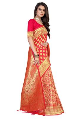 Multicolor Embroidered Art Silk Saree With Blouse 4