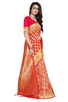 Multicolor Embroidered Art Silk Saree With Blouse