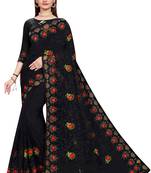 Black Embroidered Net Saree With Blouse