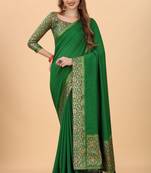 Women'S Vichitra Silk Saree With Unstitched Boluse Piece