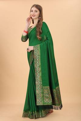 Women'S Vichitra Silk Saree With Unstitched Boluse Piece 2