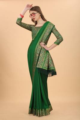 Women'S Vichitra Silk Saree With Unstitched Boluse Piece 4