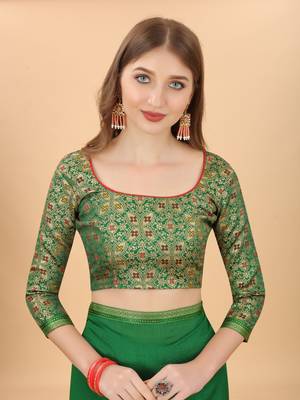 Women'S Vichitra Silk Saree With Unstitched Boluse Piece 5