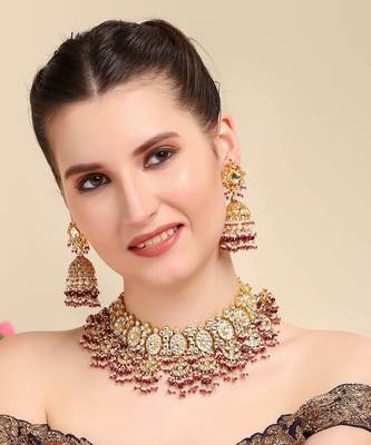 22KT Gold Plated Kundan Necklace Set 1