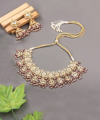 22KT Gold Plated Kundan Necklace Set 2