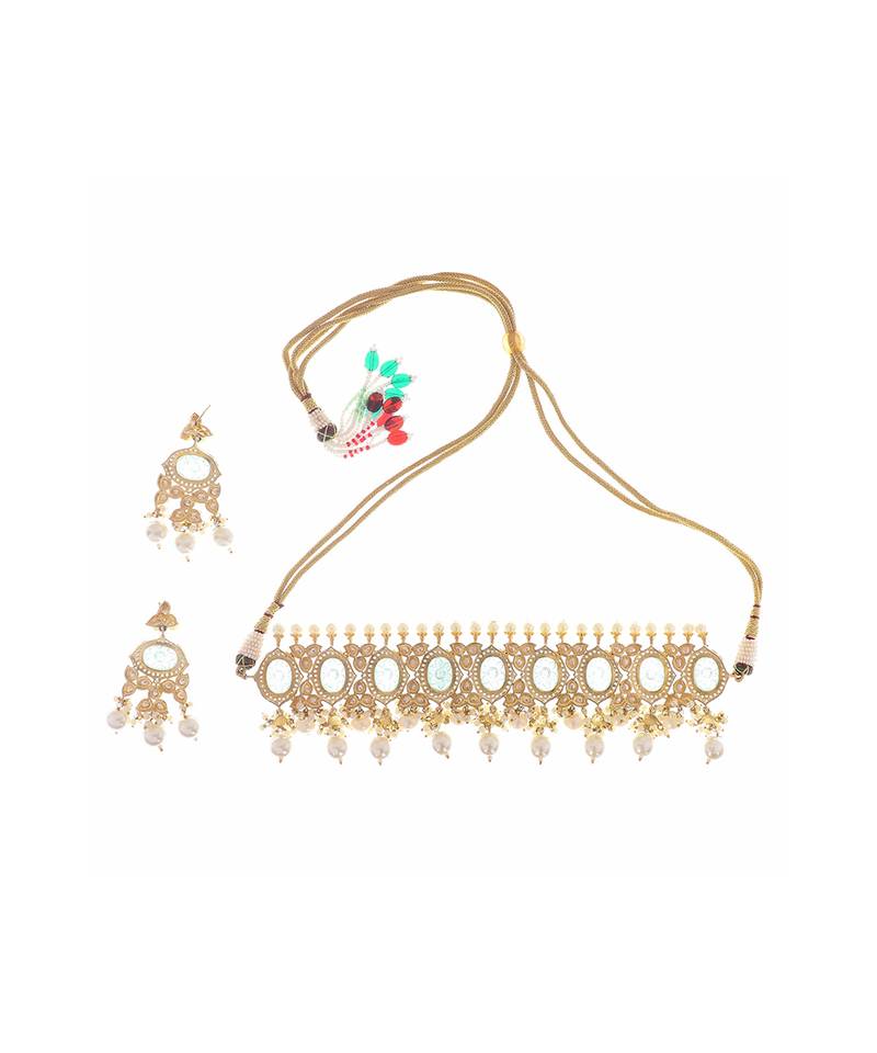 22KT Gold Plated Kundan Choker Necklace Set