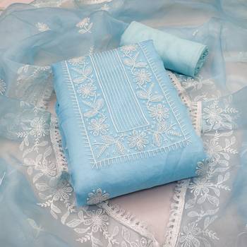 Blue embroidered organza salwar 1