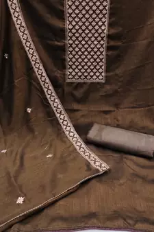 Brown embroidered Art Silk salwar