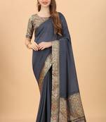 Women'S Vichitra Silk Saree With Unstitched Boluse Piece