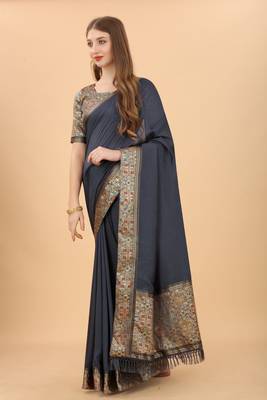 Women'S Vichitra Silk Saree With Unstitched Boluse Piece 2