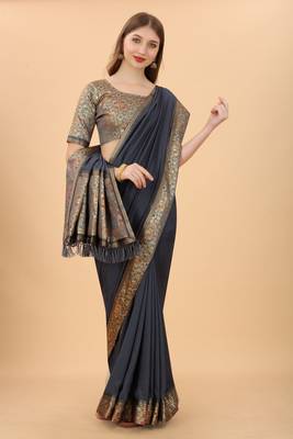 Women'S Vichitra Silk Saree With Unstitched Boluse Piece 3