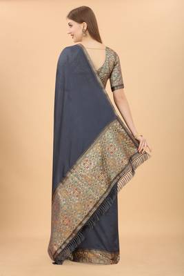 Women'S Vichitra Silk Saree With Unstitched Boluse Piece 4