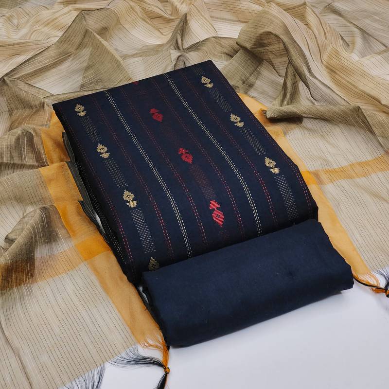 Blue woven cotton salwar
