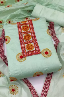 Green embroidered cotton salwar