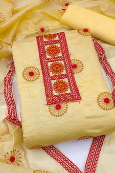 Yellow embroidered cotton salwar