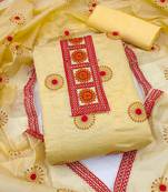 Yellow embroidered cotton salwar