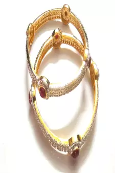 Runjhun CZ Designer AD Bracelet Bangle For Women And Girl Set of 2