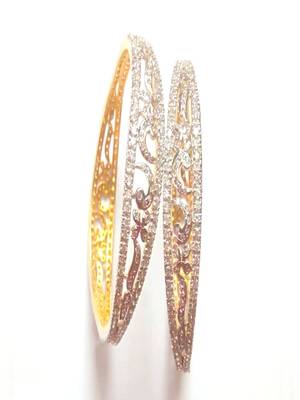 Runjhun CZ Designer AD Bracelet Bangle For Women And Girl Set of 2 1