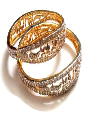 Runjhun CZ Designer AD Bracelet Bangle For Women And Girl Set of 2 2