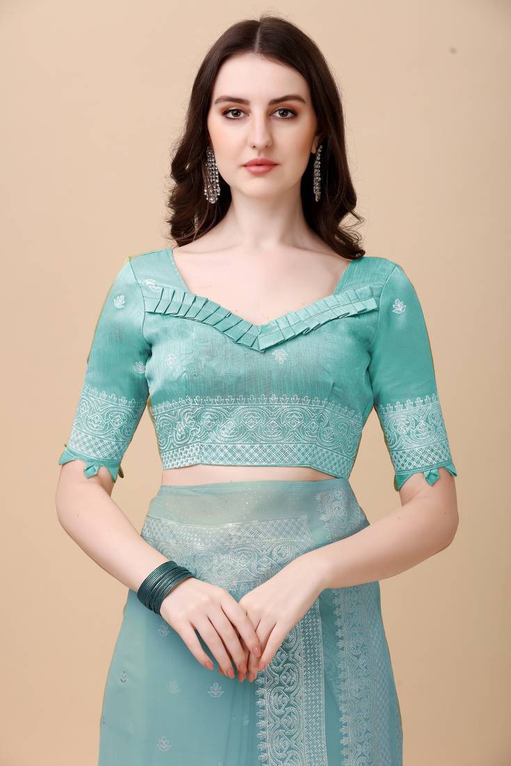 Beautiful Rich Latkan Pallu All Over Print The Saree