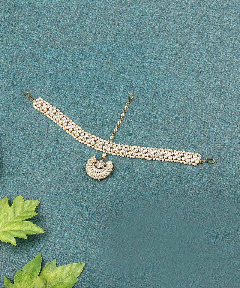 22KT Gold Plated Kundan Mathapatti