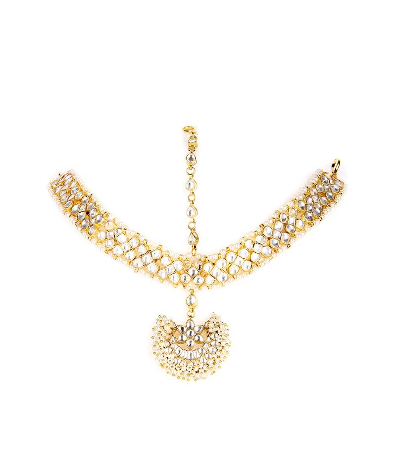 22KT Gold Plated Kundan Mathapatti