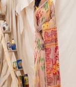 Traditional Peach Puff Soft Dhakai Jamdani Saree Without Blouse