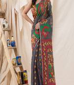 Traditional Gray Soft Dhakai Jamdani Saree Without Blouse