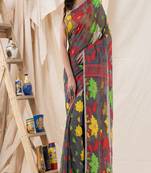 Traditional Deep Gray Soft Dhakai Jamdani Saree Without Blouse