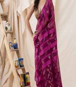 Traditional Fuchsia Soft Matka Silk Jamdani Saree