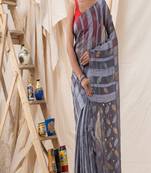 TraditionalSilver Grey Soft Matka Silk Jamdani Saree