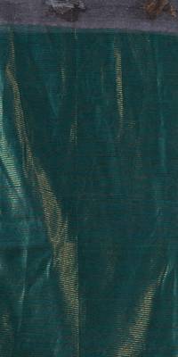 Traditional Teal Black Cotton Silk Fancy Jamdani Saree 5