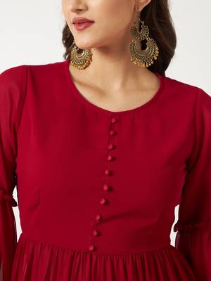 Red plain georgette combo-kurtis 4