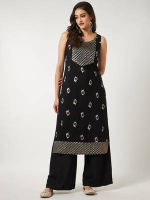 Black printed rayon ethnic-kurtis 1
