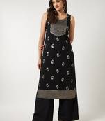 Black printed rayon ethnic-kurtis