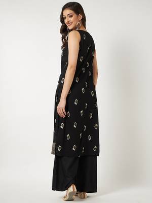 Black printed rayon ethnic-kurtis 3