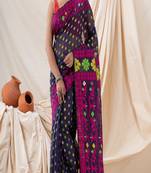 Traditional Navy Blue Fuchsia Fuchsia Soft Dhakai Jamdani Saree Without Blouse
