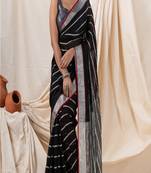 Traditional Black Handloom Linen Saree