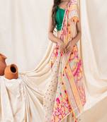Traditional Tan Flower Cotton Blend Soft Dhakai Jamdani Saree