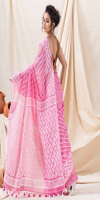 Traditional Pink Korat Soft Dhakai Jamdani Saree Without Blouse 3