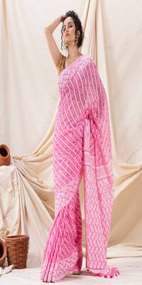 Traditional Pink Korat Soft Dhakai Jamdani Saree Without Blouse 5