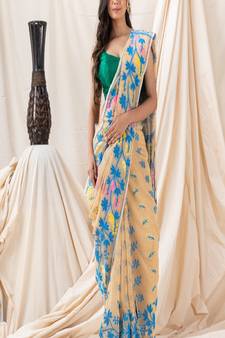 Traditional Tan Creeper Soft Dhakai Jamdani Saree Without Blouse