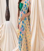 Traditional Tan Creeper Soft Dhakai Jamdani Saree Without Blouse