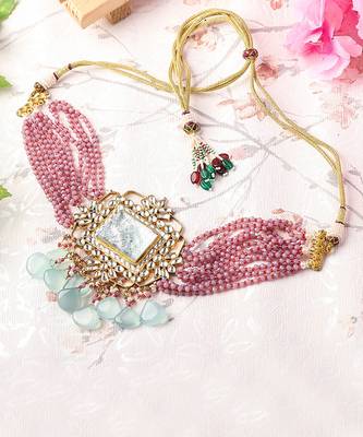 22KT Gold Plated Kundan Choker Necklace Set 2