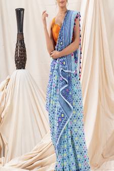 Traditional Sky Blue Soft Dhakai Jamdani Saree