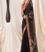 Traditional Black Cotton Silk Fancy Jamdani Saree